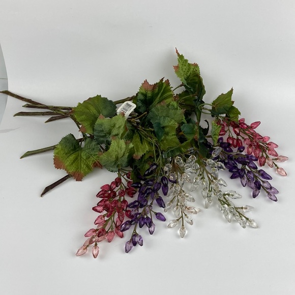 Accents Wisteria Faux Floral Greenery With Diamond Cut Floral Beads